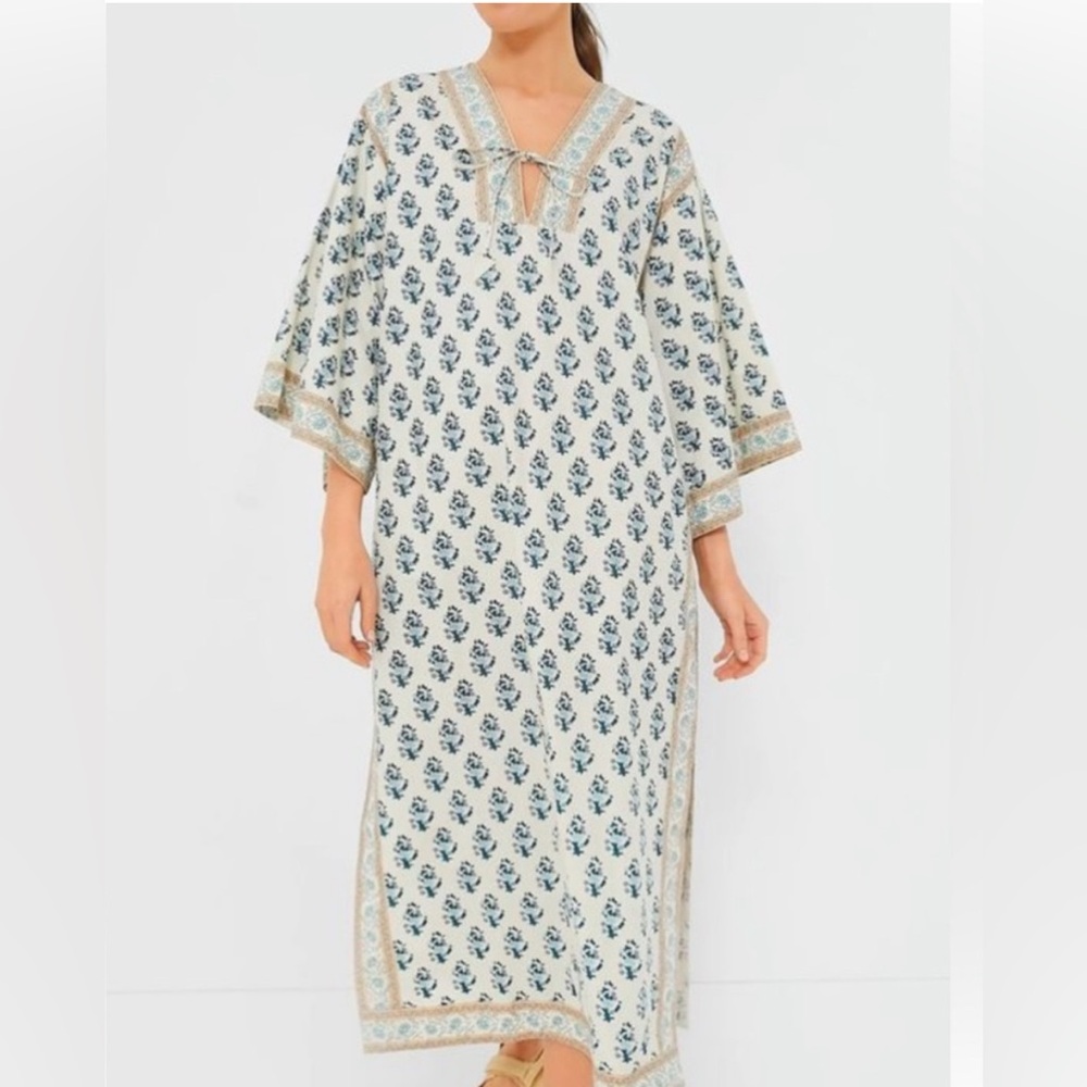Tuckernuck Blue and White Swim Coverup with Kimono Sleeves